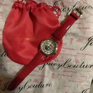 Vintage 1990's Y2K Juicy Couture Hot Pink Patent Leather Crown Watch